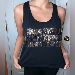 VS PINK black and gold tank top